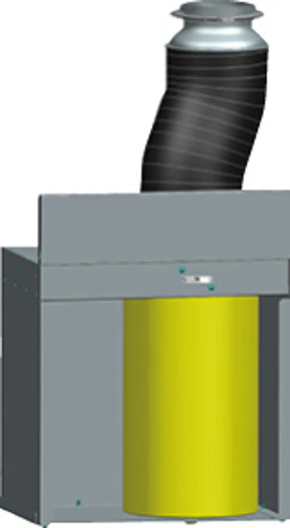 Gas-Kessel Luftfilter Set mit einem gelben Zylindertank und flexibler schwarzer Schlauchleitung, für Anwendungen wie bei Bosch, zur Verbesserung der Luftqualität.